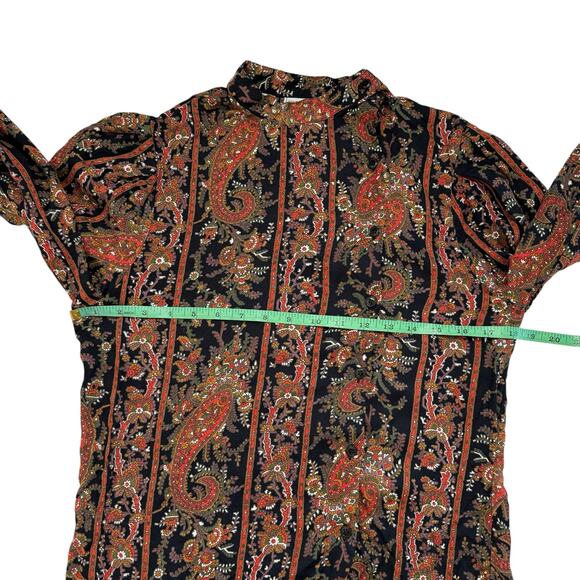 JONES NEW YORK Vintage Black Fall Paisley Skirt Set Size 8 High Neck Asymmetric - Picture 11 of 13